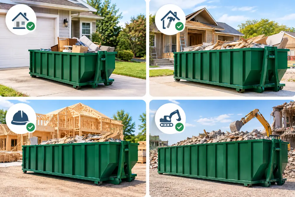 Roll-off dumpster sizes for De Pere WI projects