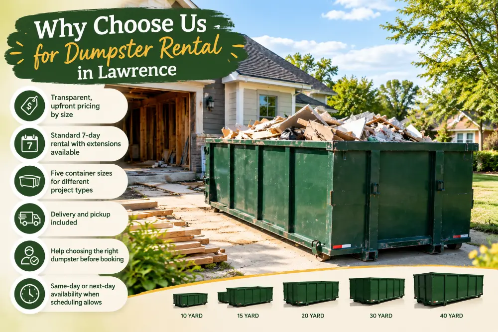Why choose us for dumpster rental in Lawrence